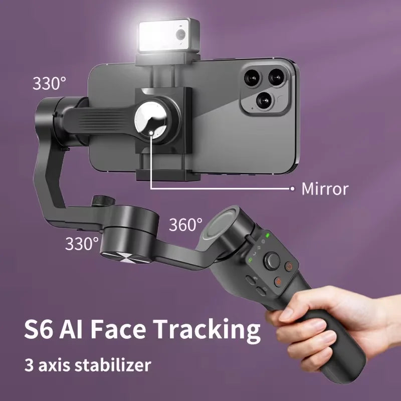 QAML S6 AI Smartphone Gimbal Stabilizer with Fill Light