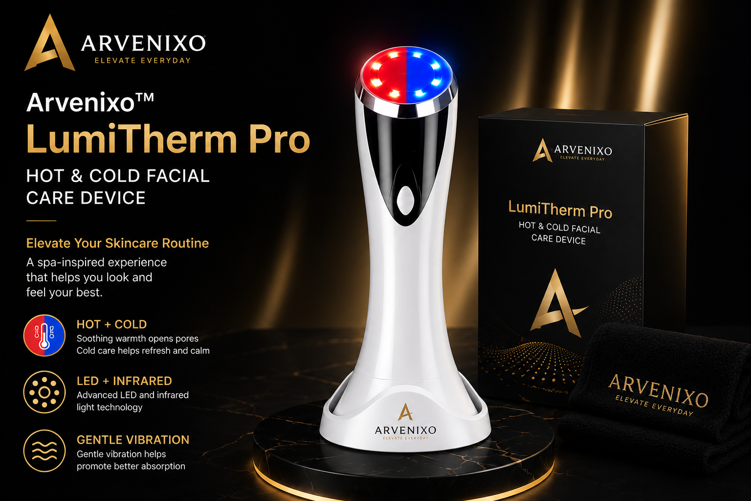 Arvenixo™ LumiTherm Pro – Hot & Cold Facial Care Device
