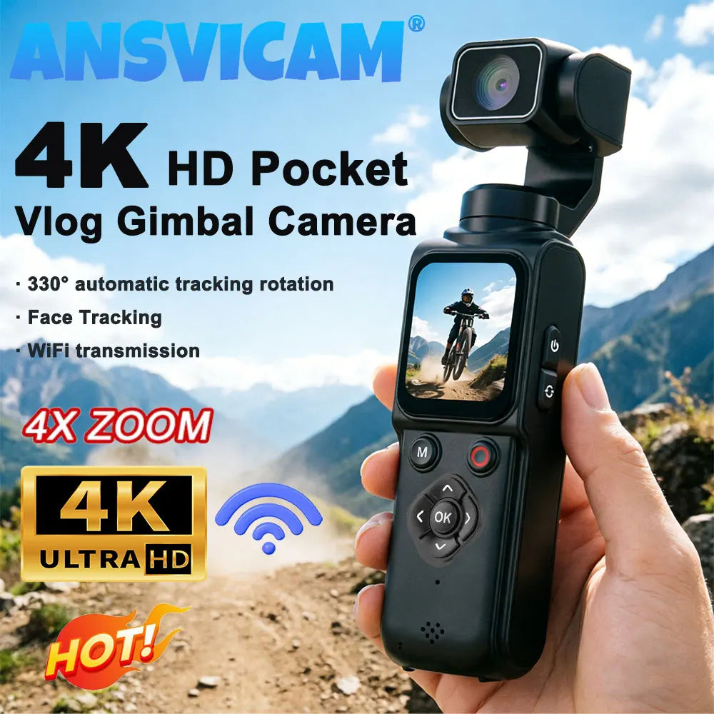 4K Pocket Vlogging Camera with Face Tracking & Wi-Fi