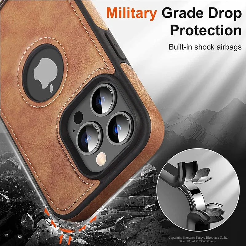 Luxury PU Leather Kickstand Case for iPhone