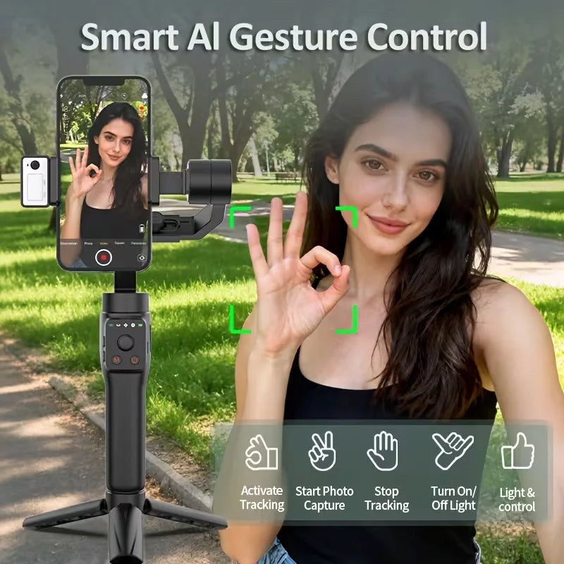 QAML S6 AI Smartphone Gimbal Stabilizer with Fill Light
