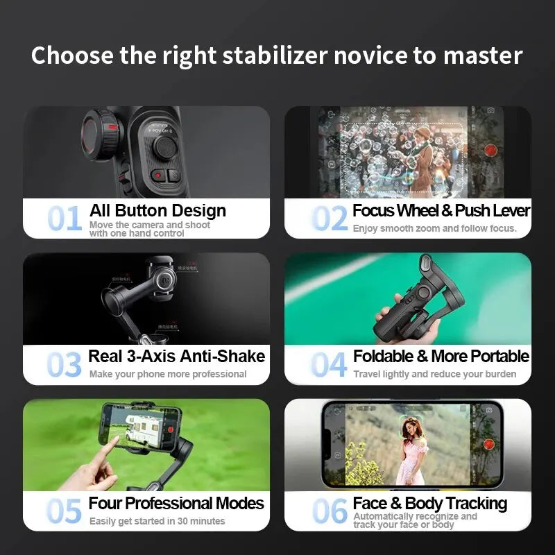 AOCHUAN SmartXE 3-Axis AI Smartphone Gimbal Stabilizer